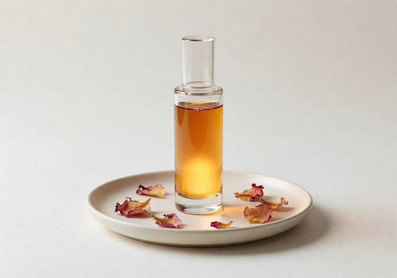 Goldenes Peeling-Serum in Glasfläschchen